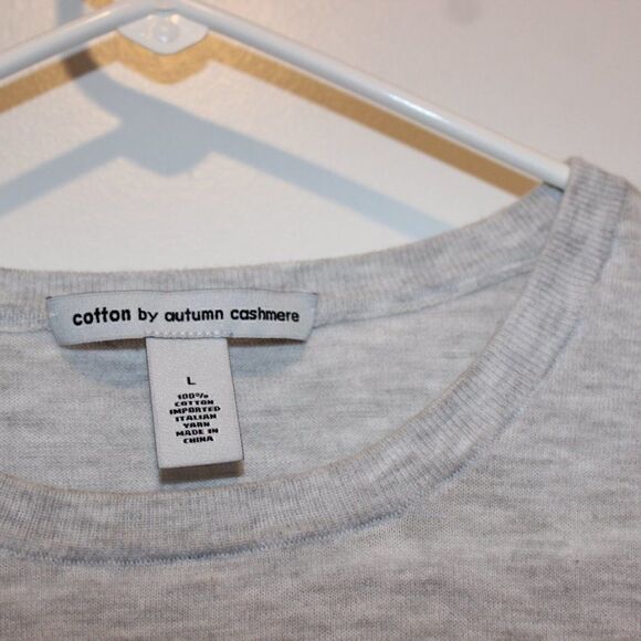 Autumn Cashmere Gray Cotton Crew Neck Long Sleeve Sweatshirts Women Size L - Picture 6 of 9